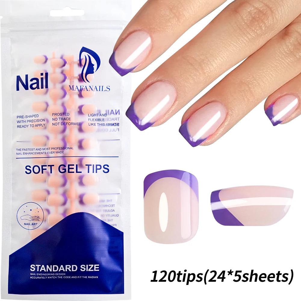 240/120Pcs Colorful French Short Square False Nails