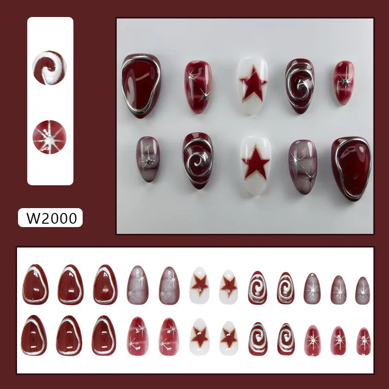24pcs White Flower Press on Nail Tips