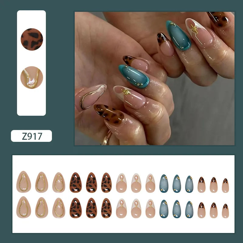 24pcs White Flower Press on Nail Tips