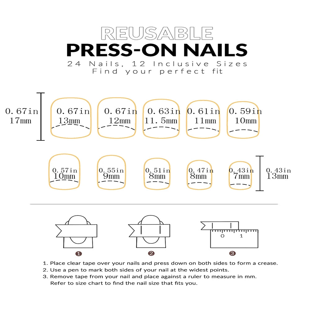 24pcs/set short square false nails for women