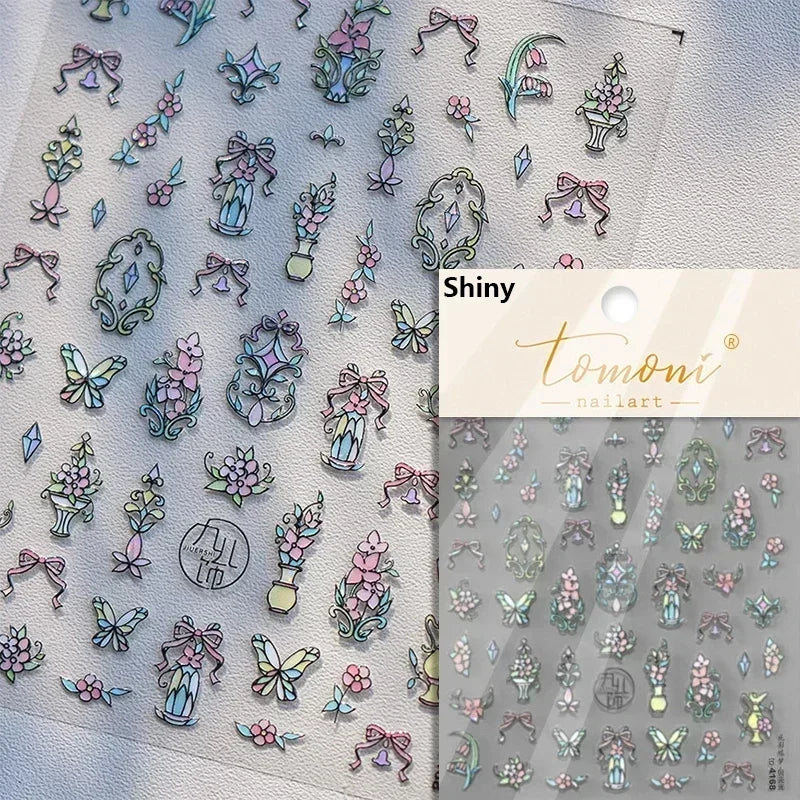 1piece high quality 5D glass fragment nail sticker