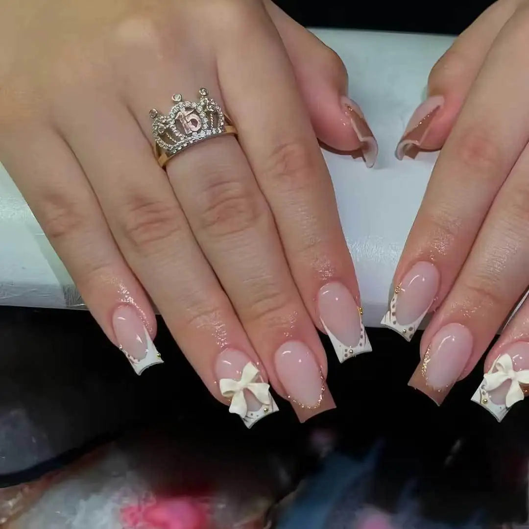 White French Press on Nails