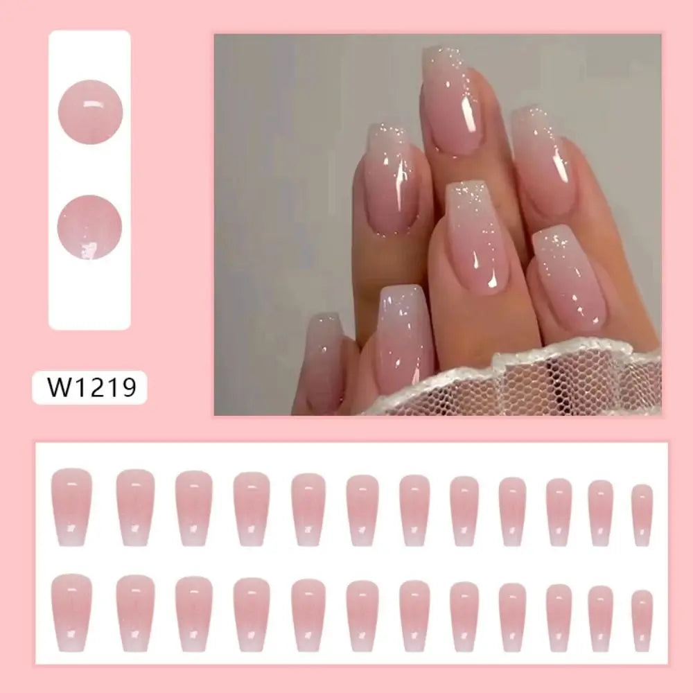 24pcs French Ballerina Waterproof Faux Gradient Nails