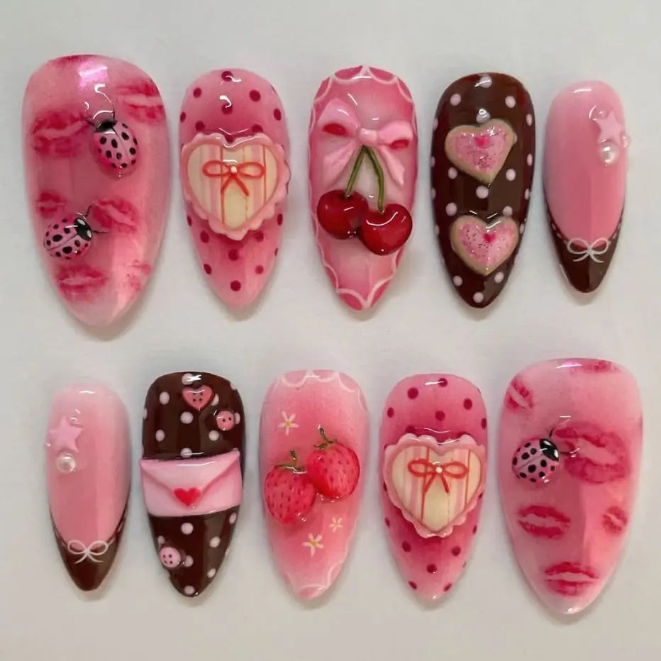 24pcs White Flower Press on Nail Tips