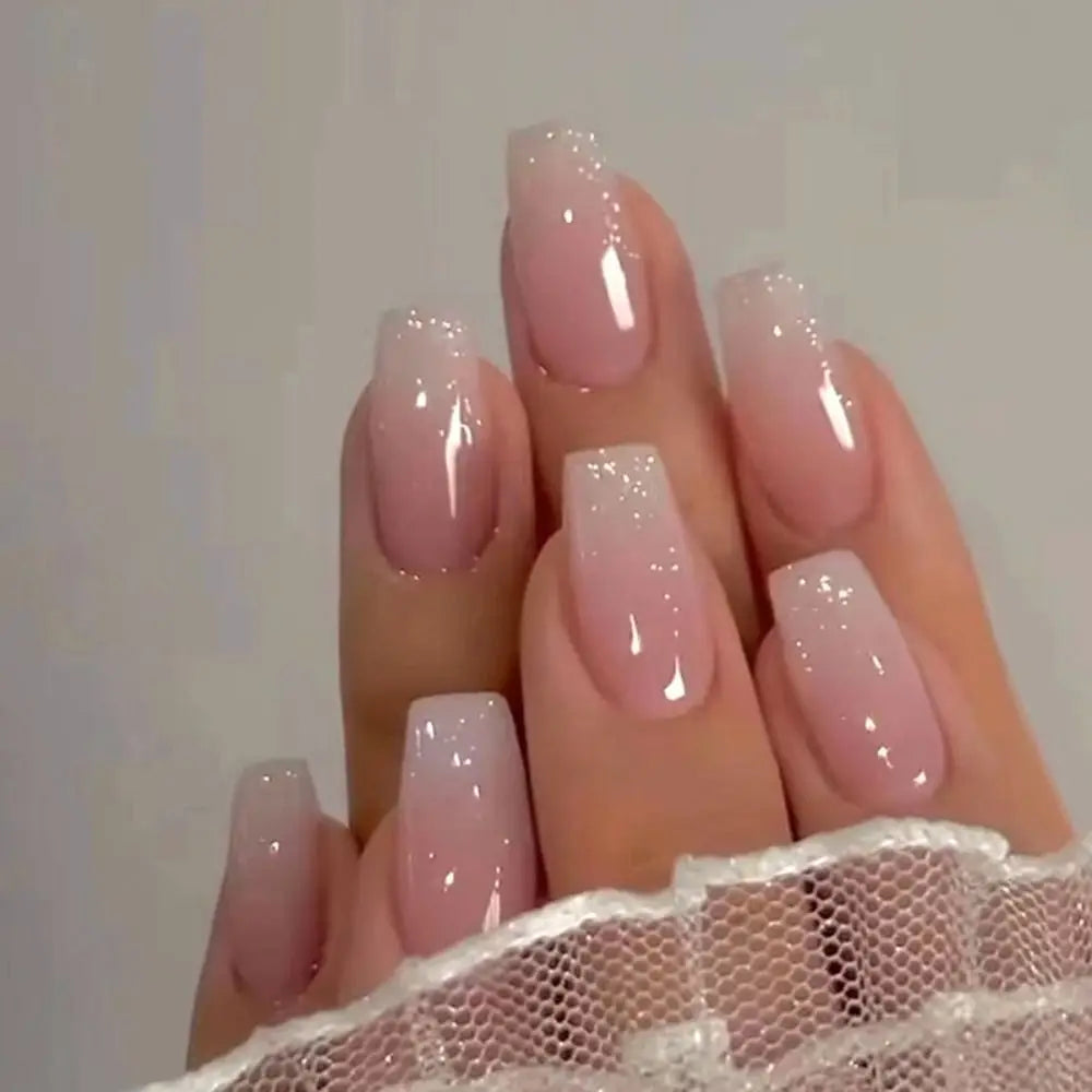 24pcs French Ballerina Waterproof Faux Gradient Nails