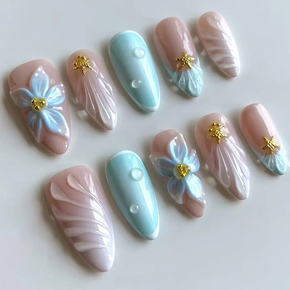 Butterfly Ballet with French Design Wearable False Nails