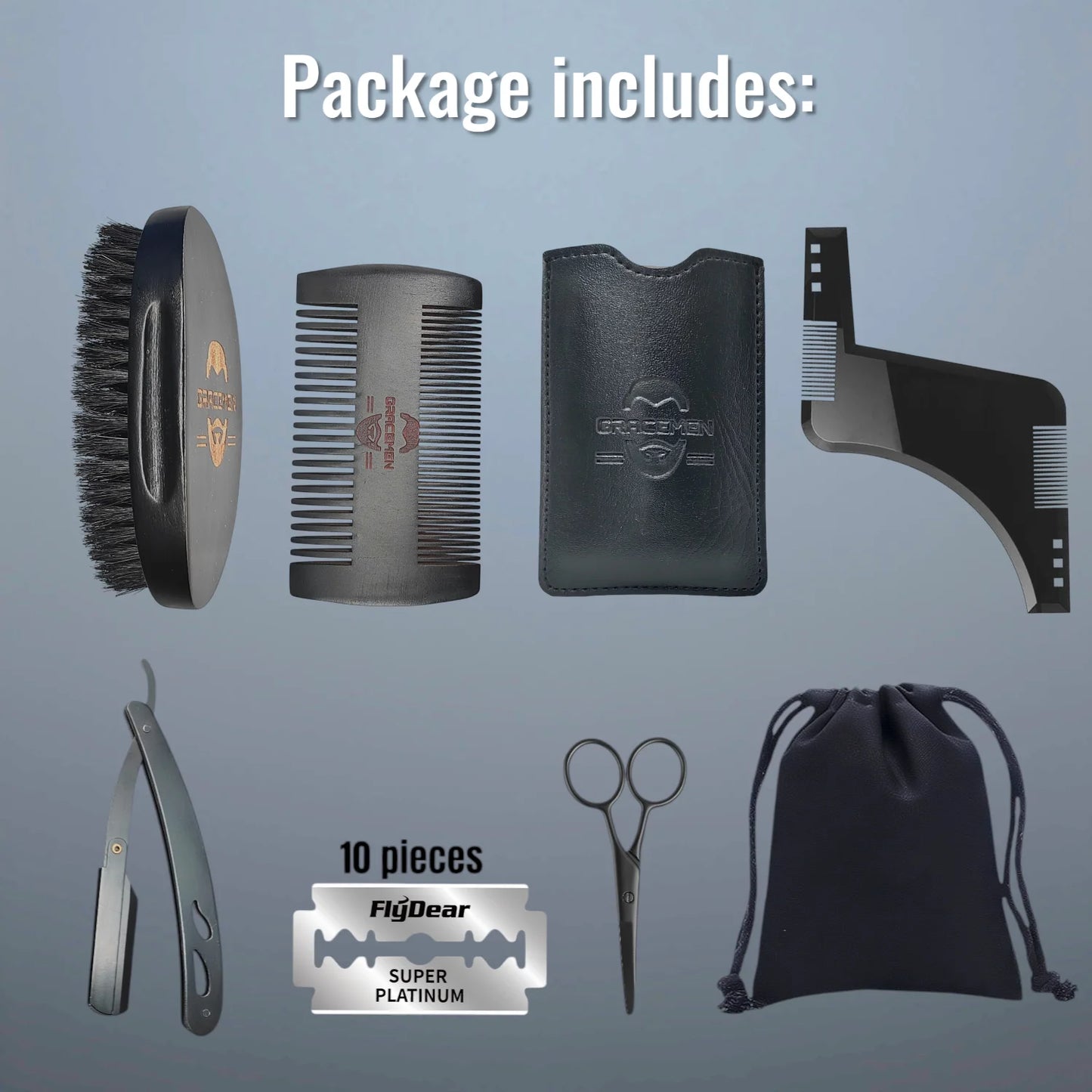 Gracemen Beard Kit - 6 in 1 Grooming Set for Men