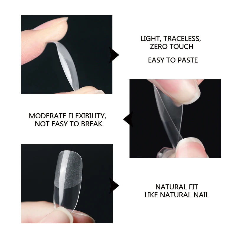 120Pcs Semi-Frosted Clear Coffin Press on Nails