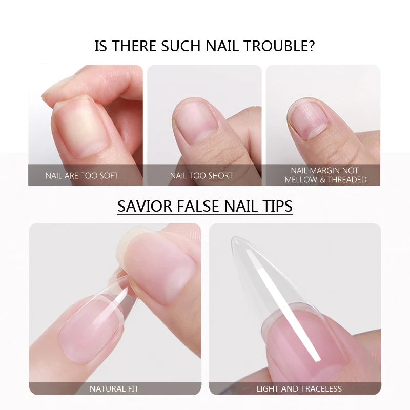 120Pcs Semi-Frosted Clear Coffin Press on Nails