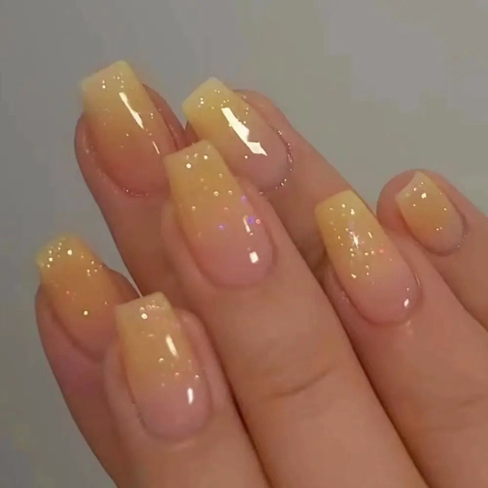 24pcs French Ballerina Waterproof Faux Gradient Nails