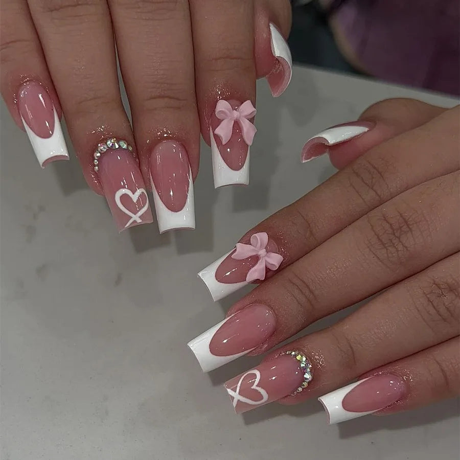 White French Press on Nails