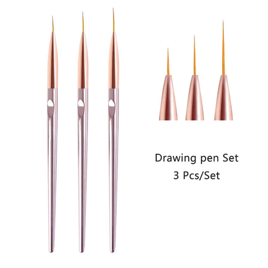 3pcs/Set Acrylic French Stripe Nail Art Line Painting Pen