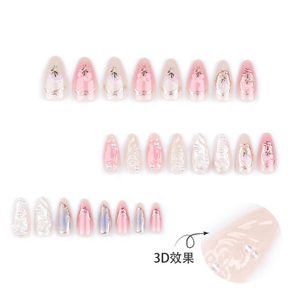 Butterfly Ballet with French Design Wearable False Nails