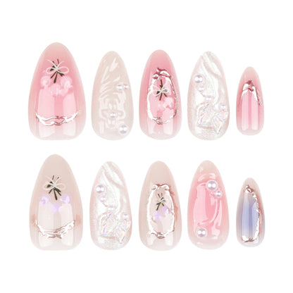 Butterfly Ballet with French Design Wearable False Nails