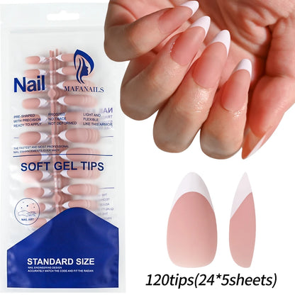 240/120Pcs Colorful French Short Square False Nails