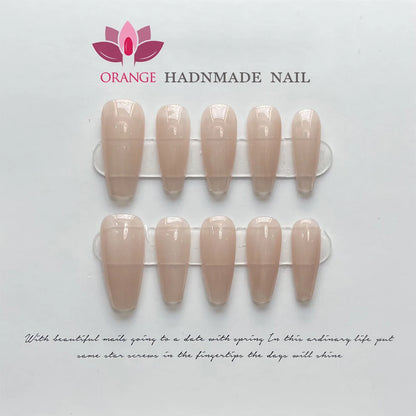 Handmade Simple Nude Color Press on Nail