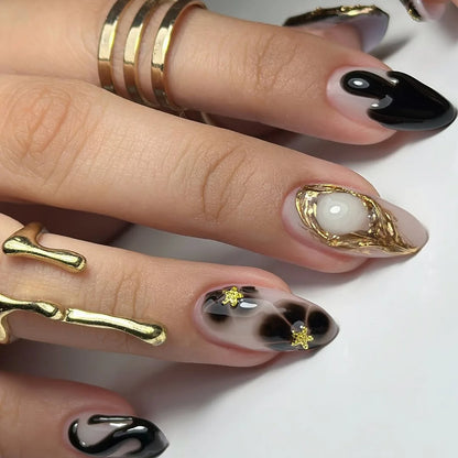 24pcs White Flower Press on Nail Tips