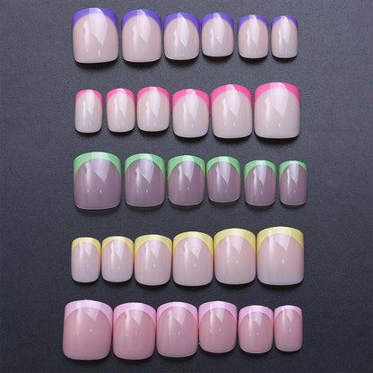 240/120Pcs Colorful French Short Square False Nails