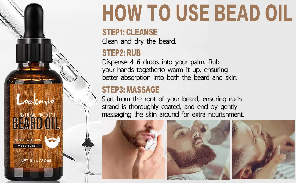 LOCKMIO 4pcs/set Beard Oil