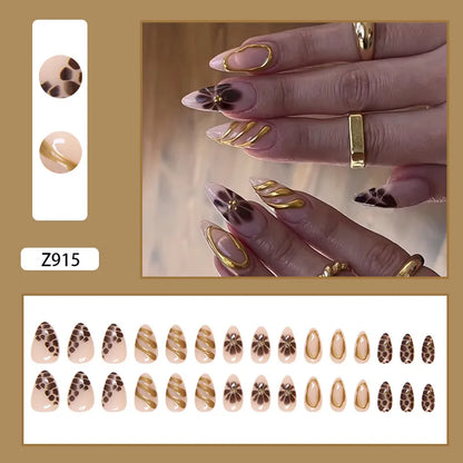 24pcs White Flower Press on Nail Tips