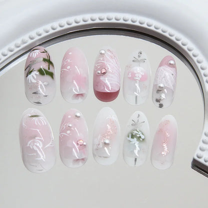 Butterfly Ballet with French Design Wearable False Nails
