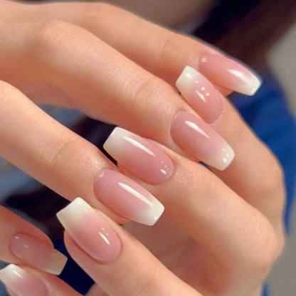 24pcs French Ballerina Waterproof Faux Gradient Nails