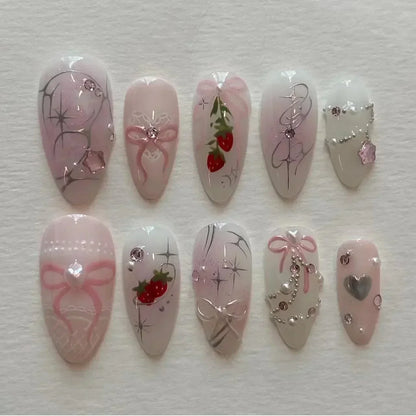 Butterfly Ballet with French Design Wearable False Nails