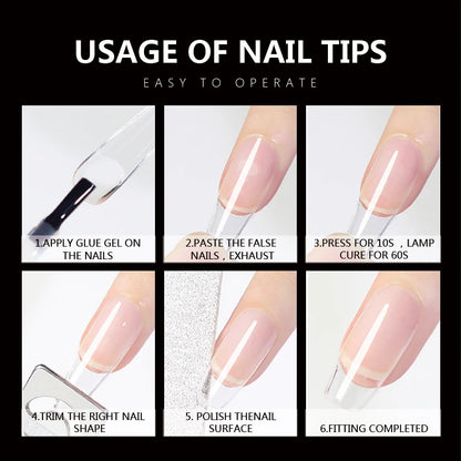 120Pcs Semi-Frosted Clear Coffin Press on Nails
