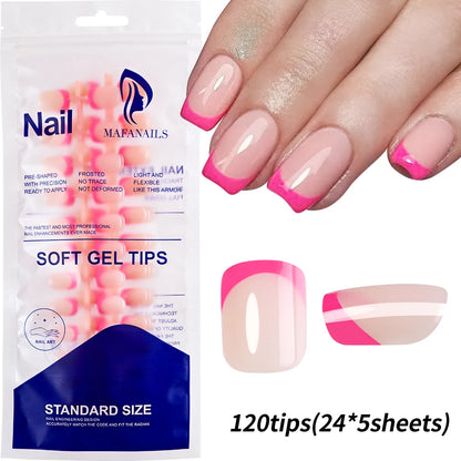 240/120Pcs Colorful French Short Square False Nails
