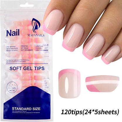 240/120Pcs Colorful French Short Square False Nails