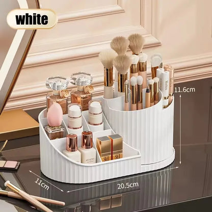 360° Rotating Vanity Makeup Organizer with Brush Holder