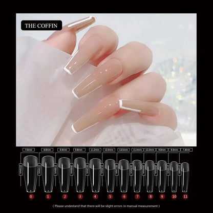 120Pcs Semi-Frosted Clear Coffin Press on Nails