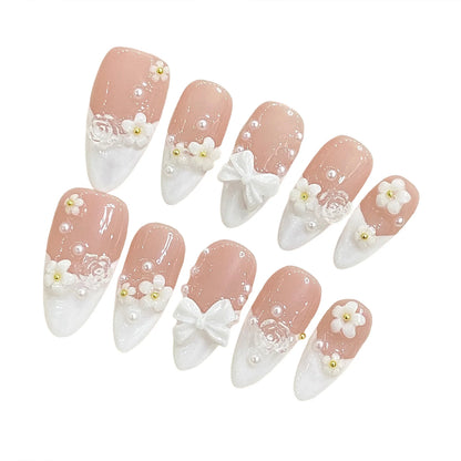 French Style Handmade Artificial Manicure Nail