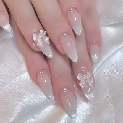 Butterfly Ballet with French Design Wearable False Nails