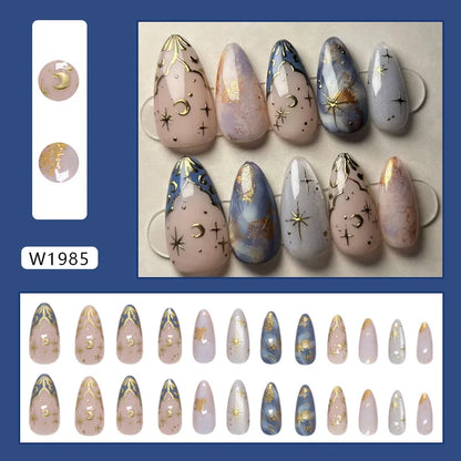 24pcs White Flower Press on Nail Tips