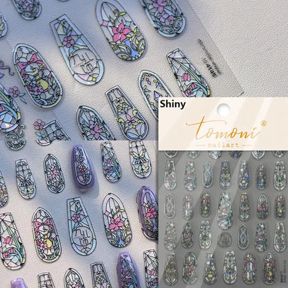 1piece high quality 5D glass fragment nail sticker