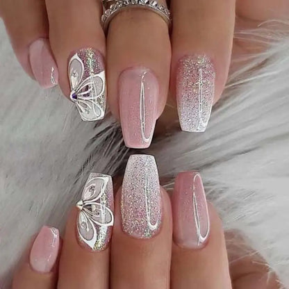24pcs French Ballerina Waterproof Faux Gradient Nails