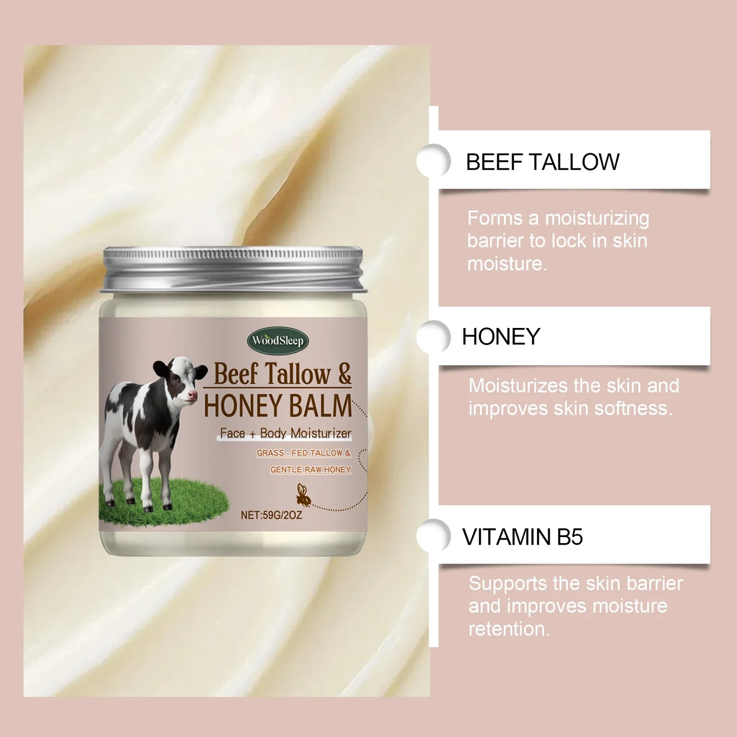 Organic Beef Tallow Honey Face Cream