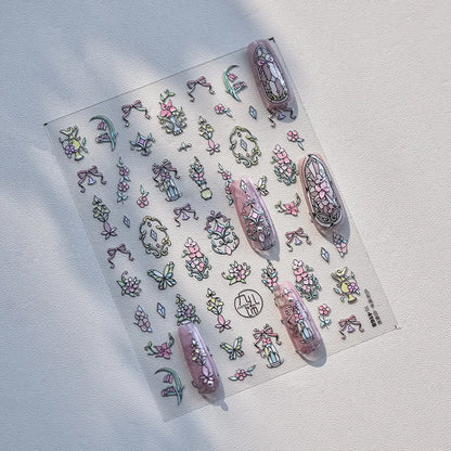 1piece high quality 5D glass fragment nail sticker