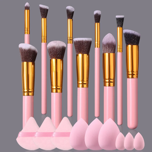 19 sets of pink makeup tools with high appearance standards