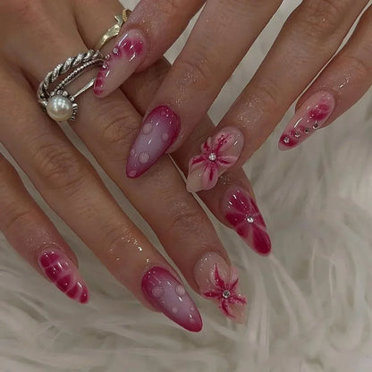Butterfly Ballet with French Design Wearable False Nails