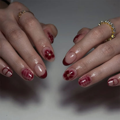 24pcs White Flower Press on Nail Tips