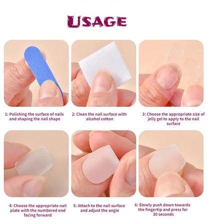 3D French Green Reusable Press On Nails