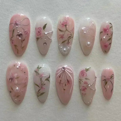 Butterfly Ballet with French Design Wearable False Nails