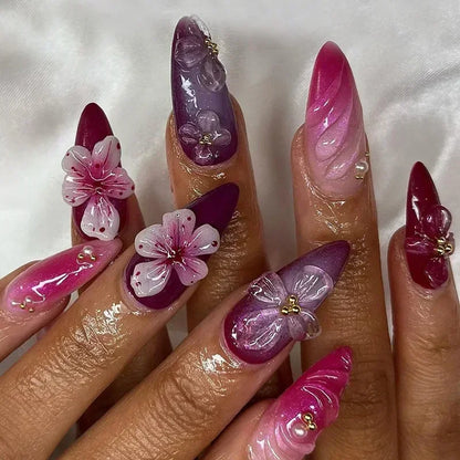 Butterfly Ballet with French Design Wearable False Nails