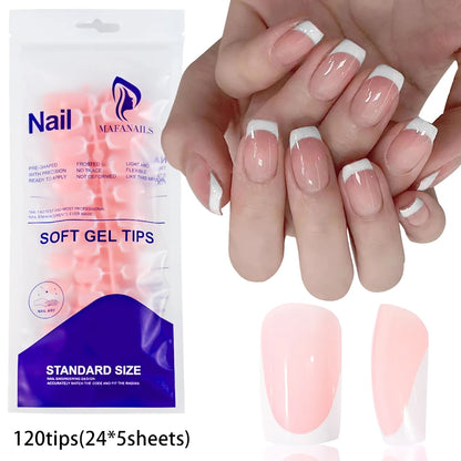 240/120Pcs Colorful French Short Square False Nails