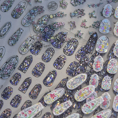 1piece high quality 5D glass fragment nail sticker