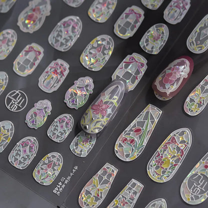 1piece high quality 5D glass fragment nail sticker