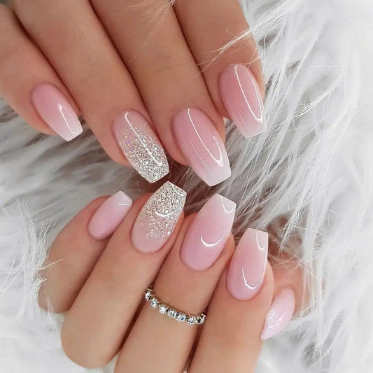 24pcs French Ballerina Waterproof Faux Gradient Nails