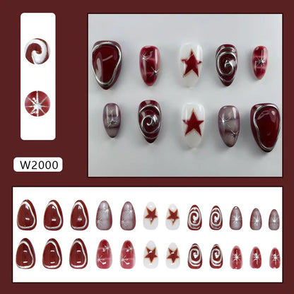 24pcs White Flower Press on Nail Tips